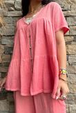 Lina Linen Blend Smock Over Shirt Washed Watermelon